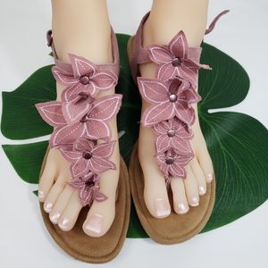 Koolaburra by UGG Suede Cut Out Floral Sandals Color Mauve (Pink/Purple)